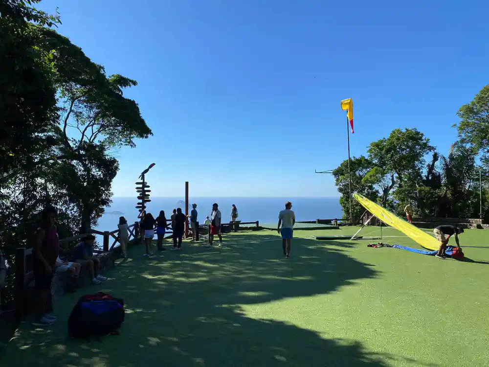 The ramp deck with people waiting to fly