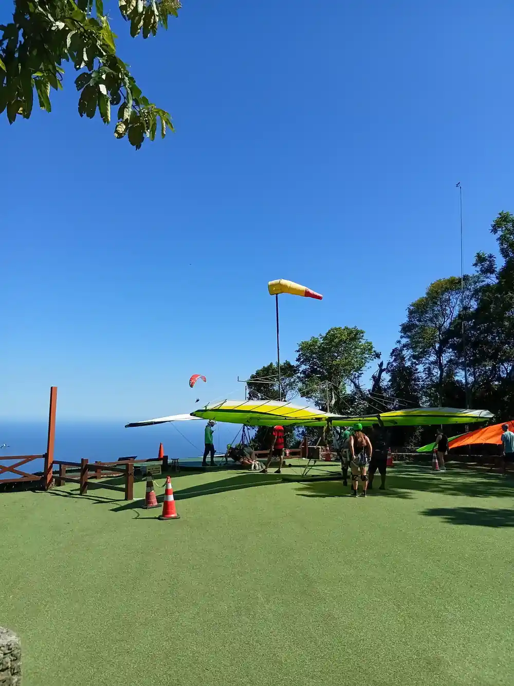 Wings laid out on the launch ramp with the sea beyond